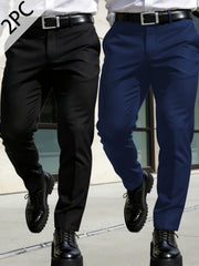 2-Pack Men’s Elastic Casual Business Trousers – Regular Fit Honesty Sales U.K