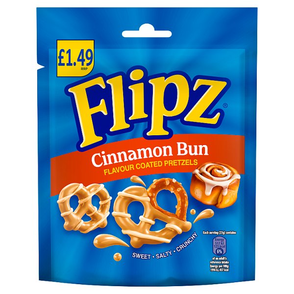 Flipz Cinnamon Bun Flavour Coated Pretzel Snacks 80g (12 x 80g)