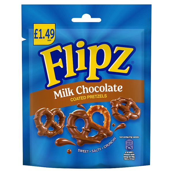 Flipz Milk Chocolate Coated Pretzel Snacks 80g (12 x 80g)