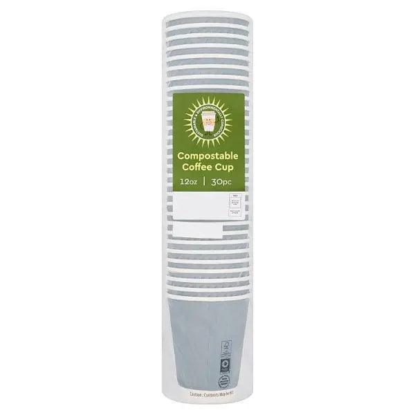 30 Compostable Coffee Cup 12oz - Honesty Sales