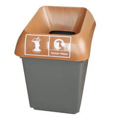 30L Recycling Bin with Brown Lid & Kitchen Waste Logo - Honesty Sales
