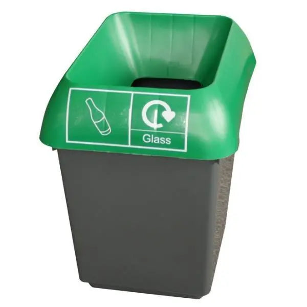 30L Recycling Bin with Green Lid & Glass Logo - Honesty Sales
