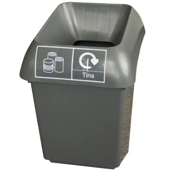 30L Recycling Bin with Grey Lid & Tins Logo - Honesty Sales