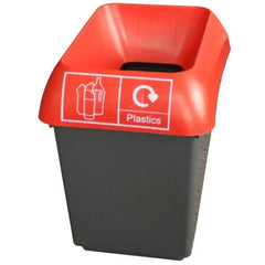 30L Recycling Bin with Red Lid & Plastics Logo - Honesty Sales