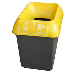 30L Recycling Bin with Yellow Lid & Textiles Logo - Honesty Sales