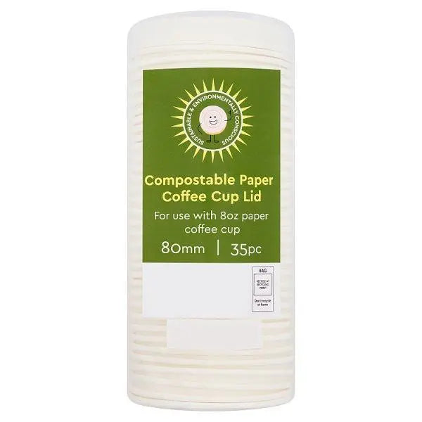 35 Compostable Paper Coffee Cup Lid 80mm - Honesty Sales