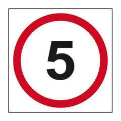 5 Mph Speed Limit Road Sign, 1.2mm Recyclable Polypropylene, W400mm x H400mm - Honesty Sales