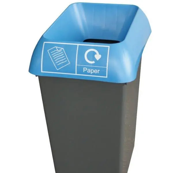50L Recycling Bin with Blue Lid & Paper Logo - Honesty Sales