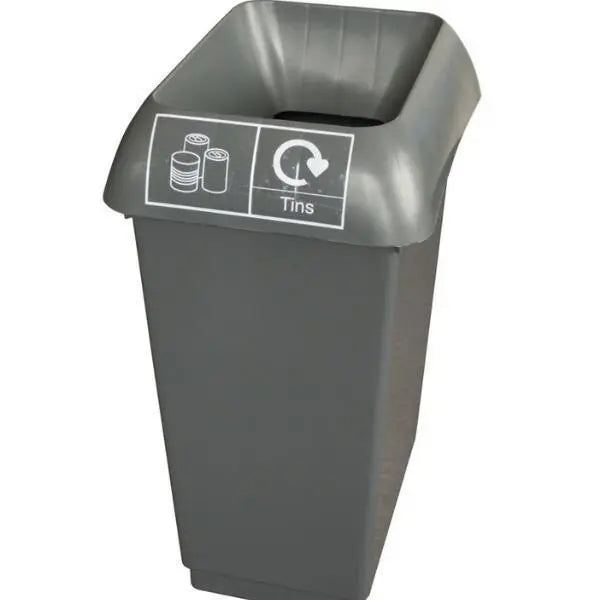 50L Recycling Bin with Dark Grey Lid & Tins Logo - Honesty Sales