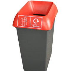 50L Recycling Bin with Red Lid & Plastics Logo - Honesty Sales