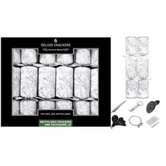 6 x 13.5" Deluxe Silver Glitter Leaf Crackers - Honesty Sales