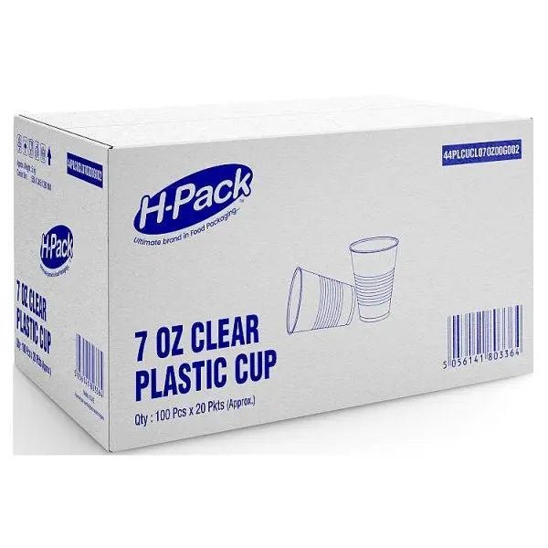 7oz Plastic Water Cups (Clear, 100 Pcs) - Honesty Sales