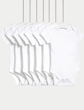 7pk Pure Cotton Short Sleeve Bodysuits (5lbs-3 Yrs) Honesty Sales