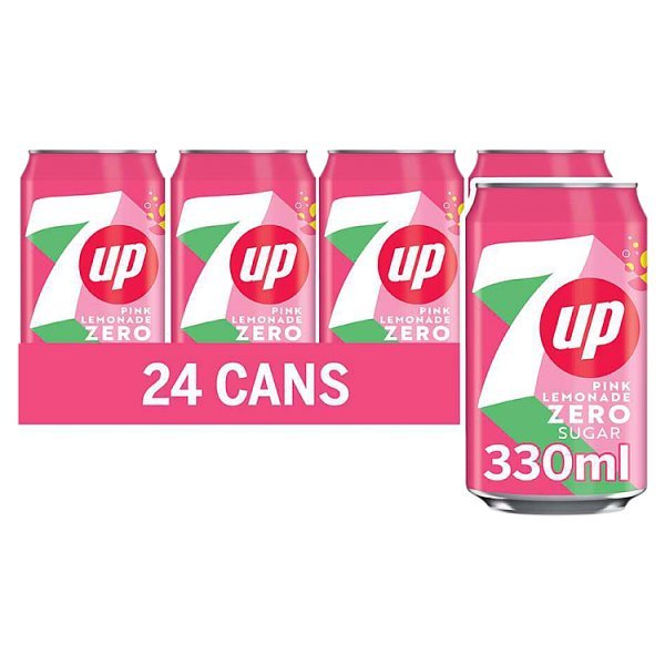 7Up Pink Zero Sugar Lemonade Can 330ml (24 x 330ml) - Honesty Sales