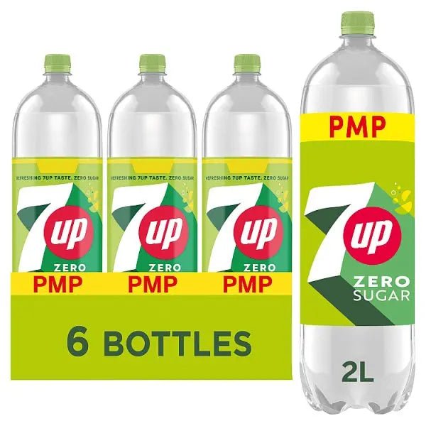 7UP Zero Sugar Free Lemon & Lime Bottles PMP 6 x 2L (Case of 6) - Honesty Sales