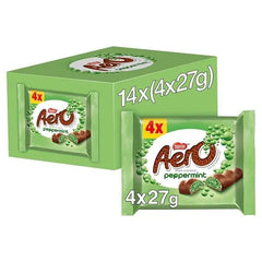 Aero Bubbly Peppermint Chocolate Bar 4 Pack Multipack 108g (Case of 14) - Honesty Sales U.K