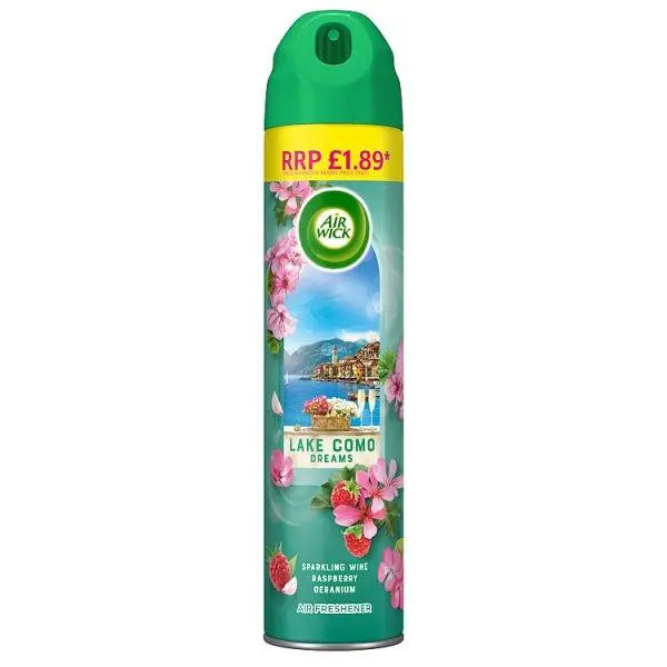 Air Wick Lake Como Dreams Aerosol 300ml Lasts up to 1 hour Air Freshener (Case of 6) - Honesty Sales