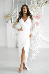 Bicotone sequin sleeves evening dress - Honesty Sales