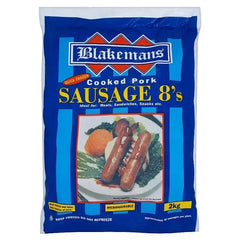 Blakemans Cooked Pork Sausage 8's 2kg - Honesty Sales