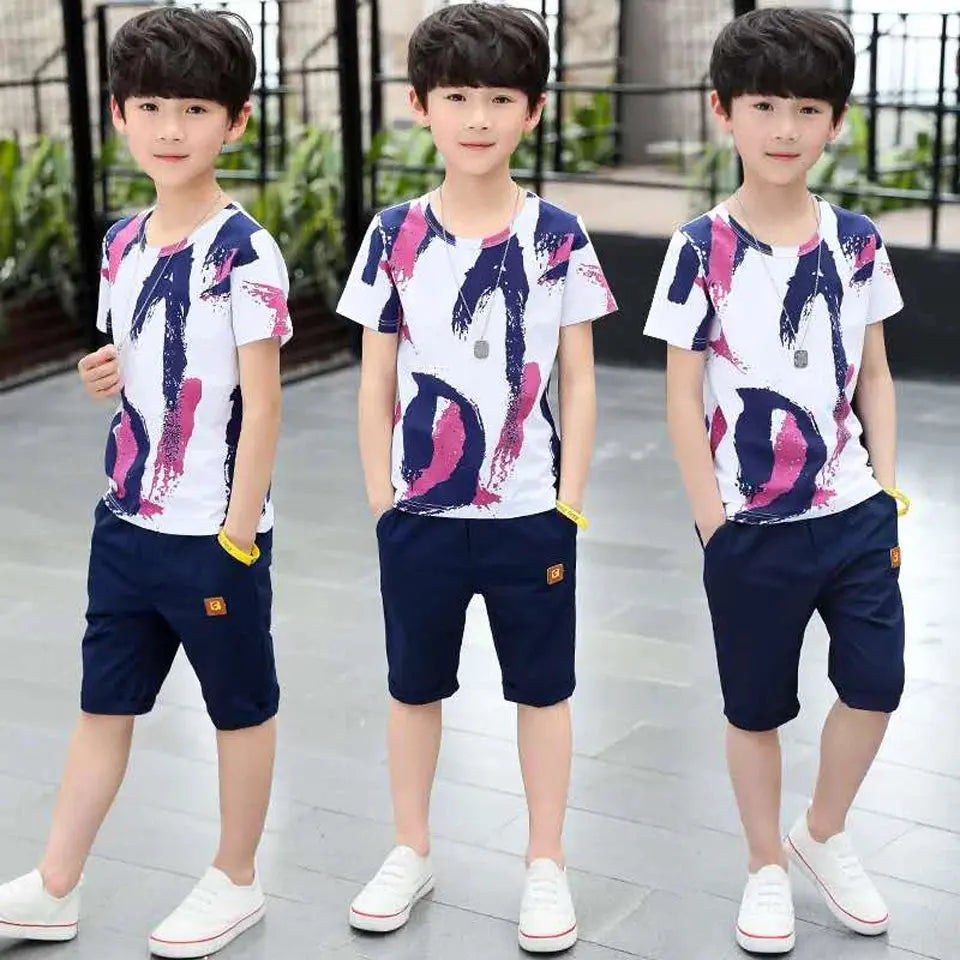 Boys Summer Clothing Set – Cotton Shirt & Shorts Suit for 4-14 Years Honesty Sales U.K