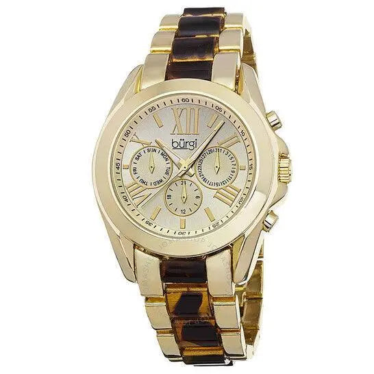 Burgi BUR094YG Womens Gold Tortoise Watch - Honesty Sales