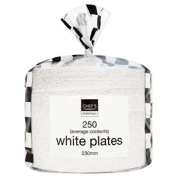 Chefs Essentials 250 White Plates 230mm - Honesty Sales