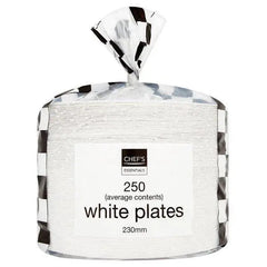 Chefs Essentials 250 White Plates 230mm - Honesty Sales