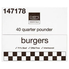 Chefs Essentials Quarter Pounder Burgers 4.52kg - Honesty Sales