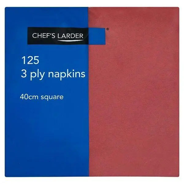 Chefs Larder 125 Burgundy 3 Ply Napkins 40cm Square - Sets of 125 - Honesty Sales