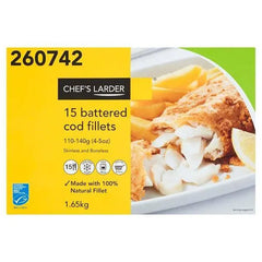 Chefs Larder 15 Battered Cod Fillets 1.65kg - Honesty Sales