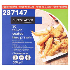 Chefs Larder 30 Tail-On Coated King Prawns 600g - Honesty Sales