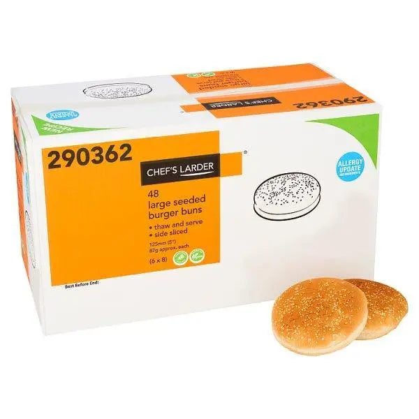 Chefs Larder 48 Large Seeded Burger Buns (6 x 8) - Honesty Sales