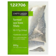 Chefs Larder Farmed Sea Bass Fillets 800g - Honesty Sales