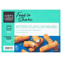 Chefs Larder Food to Share Battered Atlantic Cod Goujons 2kg - Honesty Sales