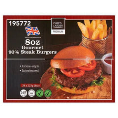 Chefs Larder Premium 8oz Gourmet 90% Steak Burgers 5.45kg - Honesty Sales