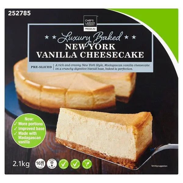 Chefs Larder Premium Luxury Baked New York Vanilla Cheesecake 2.1kg - Honesty Sales