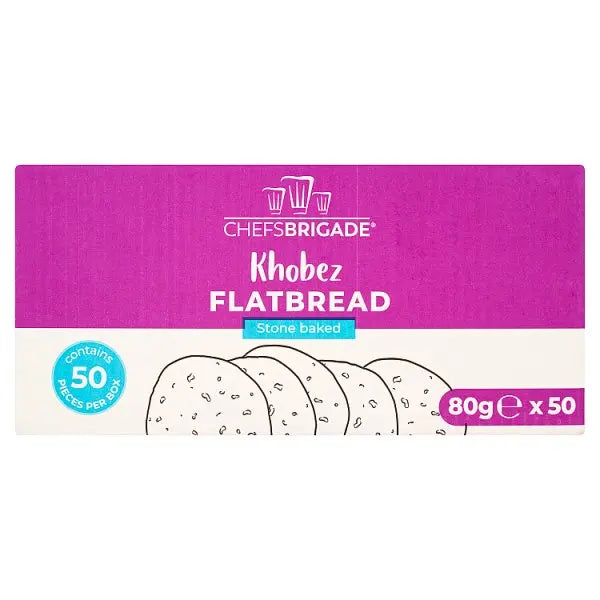 Chefs Brigade Stone Baked Khobez Flatbread (50 x 80g) 4kg - Honesty Sales U.K