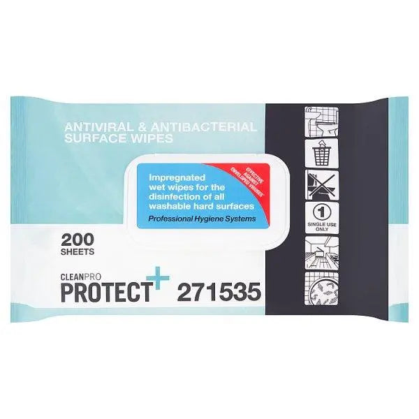CleanPro Protect Antiviral & Antibacterial Surface Wipes 200 Sheets - Honesty Sales