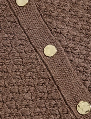 Cotton Blend Textured Button Front Cropped Cardigan Honesty Sales
