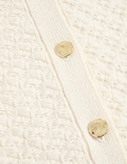 Cotton Blend Textured Button Front Cropped Cardigan Honesty Sales