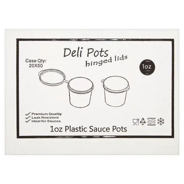Deli Pots Hinged Lids 1oz Plastic Sauce Pots - Honesty Sales