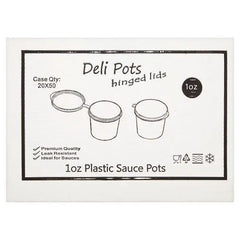 Deli Pots Hinged Lids 1oz Plastic Sauce Pots - Honesty Sales