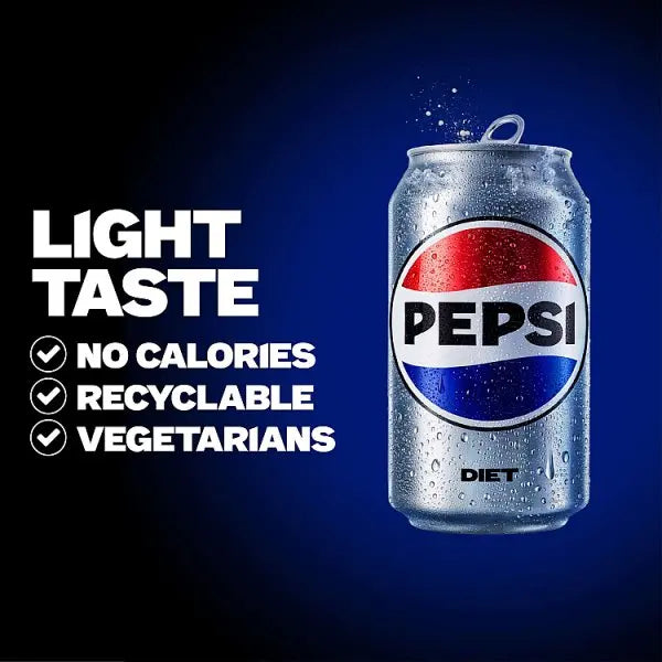 Diet Pepsi Cola Can PMP 330ml (Case of 24) Honesty Sales U.K