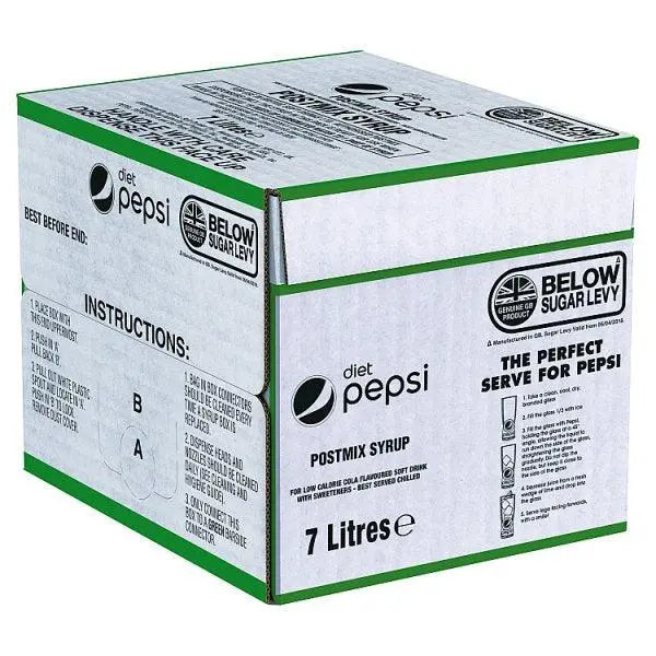 Diet Pepsi Cola Postmix Syrup Bag-in-Box 7L - Honesty Sales