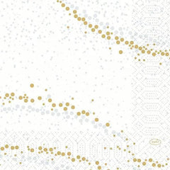 Duni Golden Stardust White Napkin 3ply 33cm - Honesty Sales