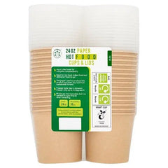 Ecopac 30 Paper Hot Food Cups & Lids 24oz - Honesty Sales