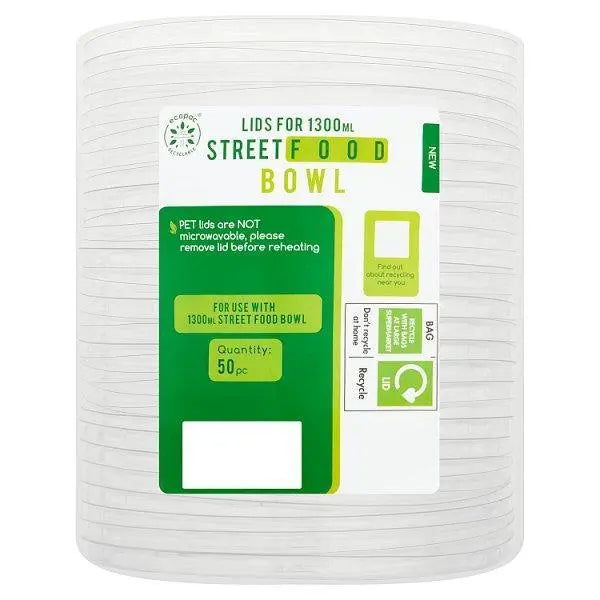 Ecopac 50 Lids for 1300ml Street Food Bowl - Honesty Sales