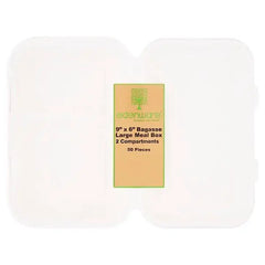 Edenware 9'' x 6" Bagasse Large Meal Box 50 Pieces - Honesty Sales
