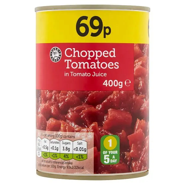 Euro Shopper Chopped Tomatoes in Tomato Juice 400g (Case of 12) Honesty Sales U.K