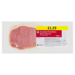 Euro Shopper Smoked Rindless Back Bacon with Added Water 150g Euro Shopper